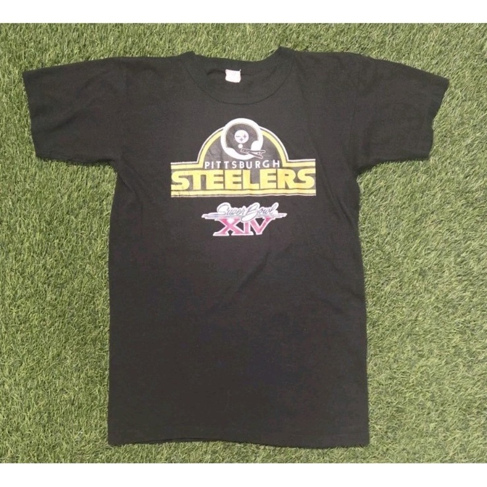 Vintage 1980 Steelers Vs Rams Superbowl XIV Anniversary T-shirt